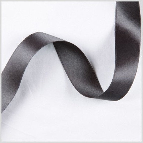 10mm x 20m Double Faced Charcoal Satin Ribbon — Artificial Floral Supplies