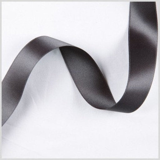 6mm x 20m Double Faced Charcoal Satin Ribbon