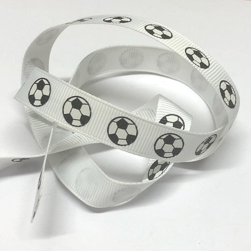 White 12mmx20m Grosgrain Football Ribbon