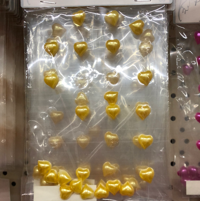 Gold Pearl Heart Stickers x24