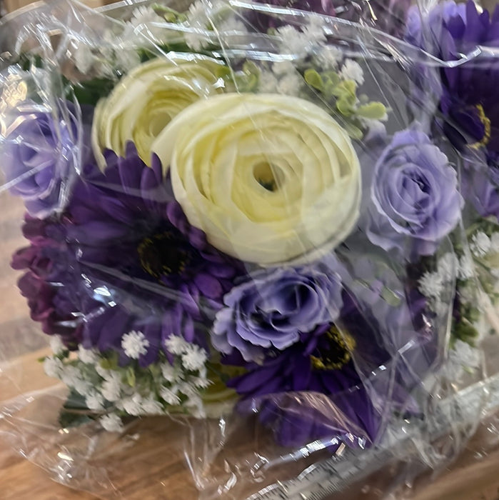 22 Stem Rose Gerbera & Ranunculus Flower Bush  - Purple