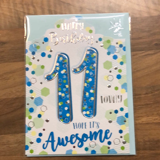 7x5" Card -  11th Birthday - Blue