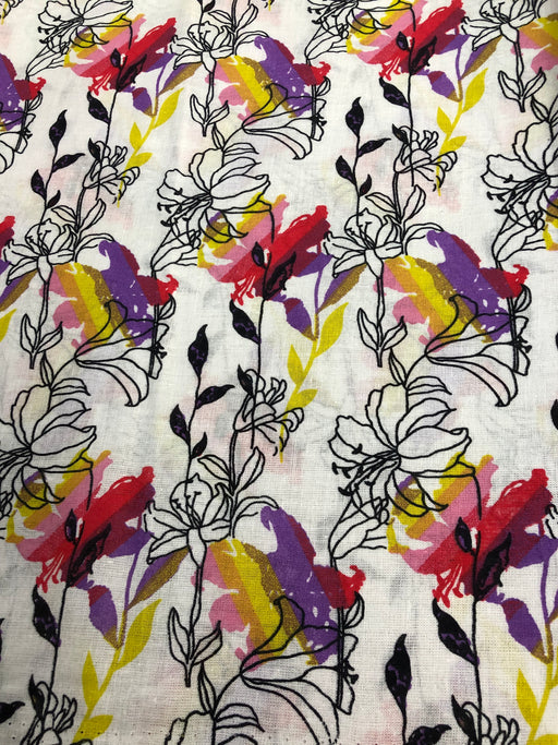 1 Metre Rainbow Tropical Flowers 100% Cotton Fabric Width: 112cm/44 inches