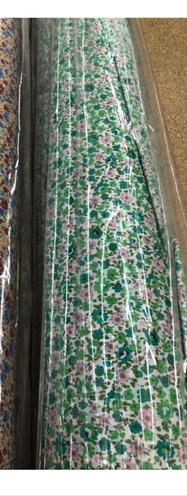 1 Metre Teeny Floral Polycotton Fabric x 110cm / 43" - Green & Pink