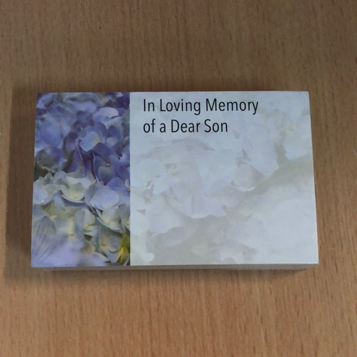 50 Florist Cards - In Loving Memory of A Dear Son - Hydrangea