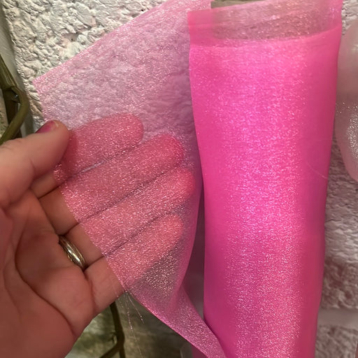1 Metre Japanese Crystal Organza Fabric x 112cm / 44" - Bright Pink