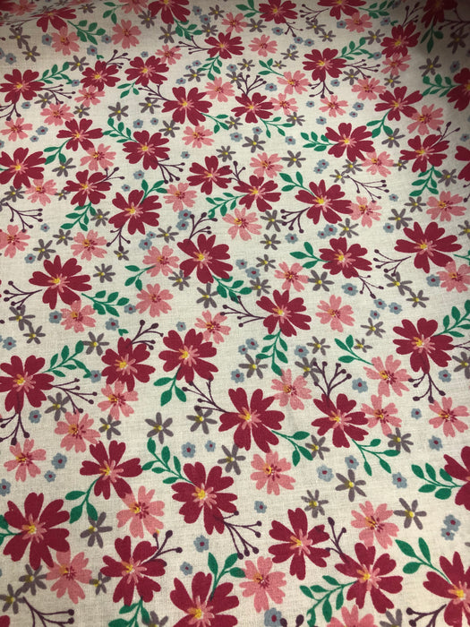 1 Metre Assorted Pink Star Flowers Polycotton Fabric x 110cm / 43" T220