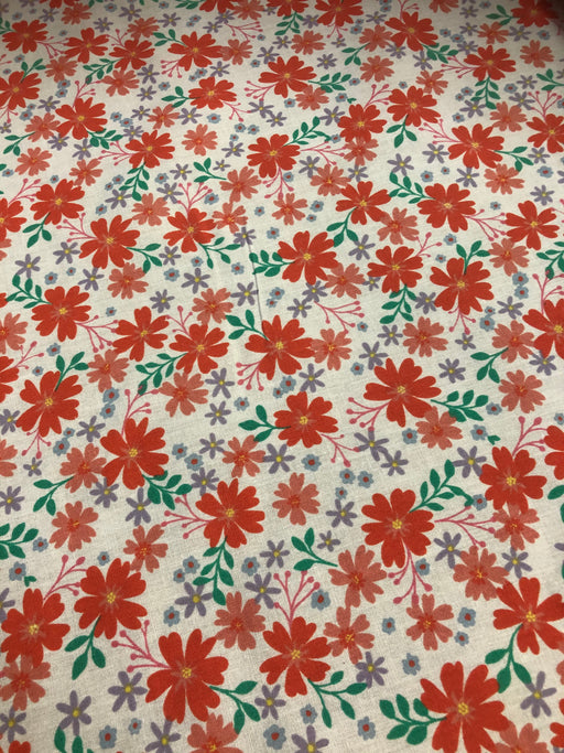 Polycotton Orange Flowers Fabric - 45" Width - 1 Metre EP24