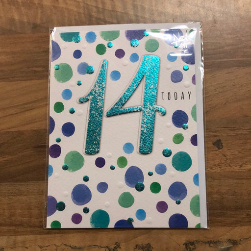 7x5" Card -  14th Birthday - Green