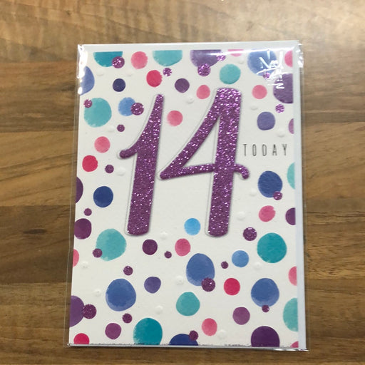 7x5" Card -  14th Birthday - Purple