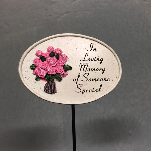 Oval Memorial Stick With Roses - Someone Special