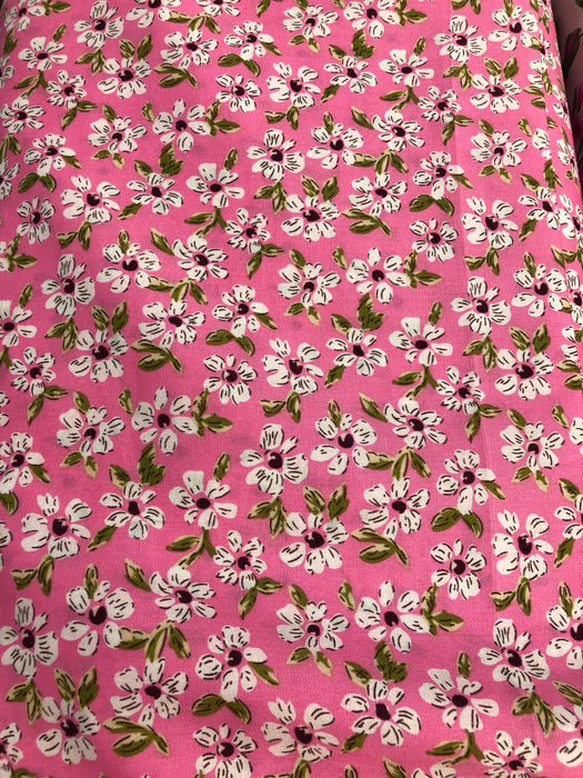 1 metre Pink 100% Cotton Linum Flower Fabric 150cm Wide