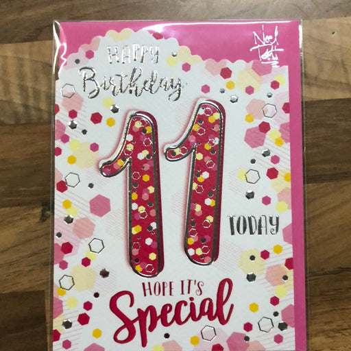 7x5" Card -  11th Birthday - Pink