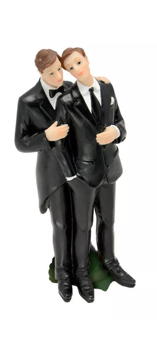 Same Sex Marriage Cake Topper - Gay Male - Black Suits