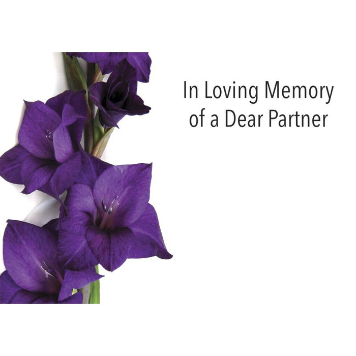 50 Cards In Loving Memory of a Dear Partner- Purple Flowers