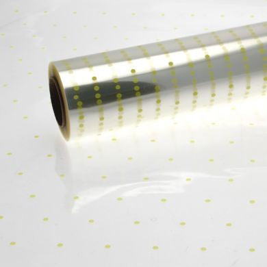 100M X 80CM Printed Dot Cellophane - Yellow