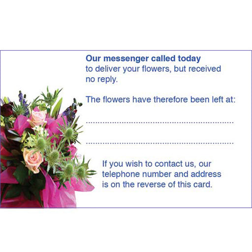 Called Today - Sorry We Missed You. Florist Delivery Calling Cards