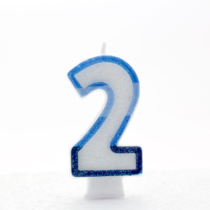 Blue Single Number Party Cake Candles 3" High