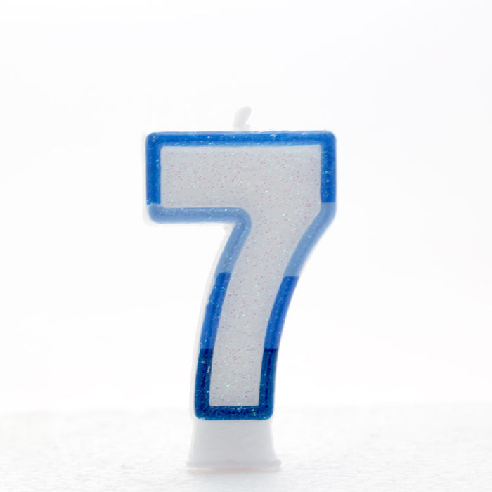 Blue Single Number Party Cake Candles 3" High