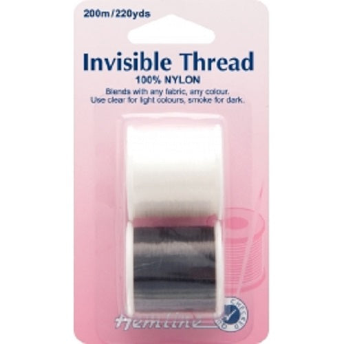 Hemline 100 % Nylon Invisible Thread x 200m - 2 Pack - Clear and Smoke —  Artificial Floral Supplies