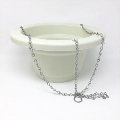 Plastic Hanging Basket With Metal Chain - Ivory