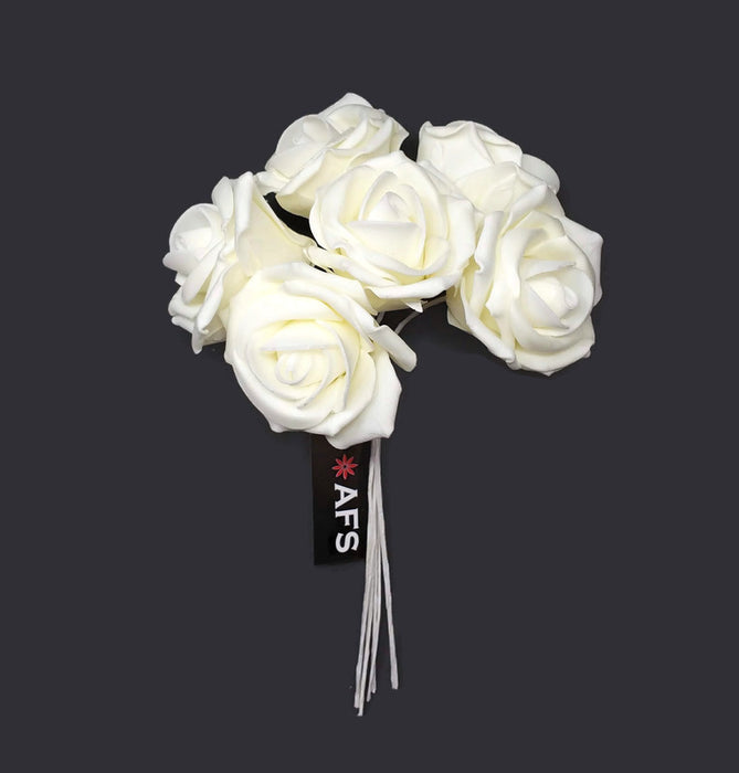 6 Stem Foam Roses - All Ivory
