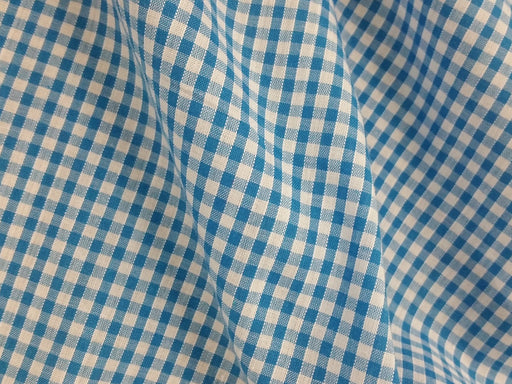 Gingham 1/8" Check Polycotton Fabric x 112cm - Kingfisher Blue