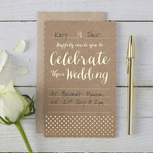Kraft Foiled Gold Wedding Invitations