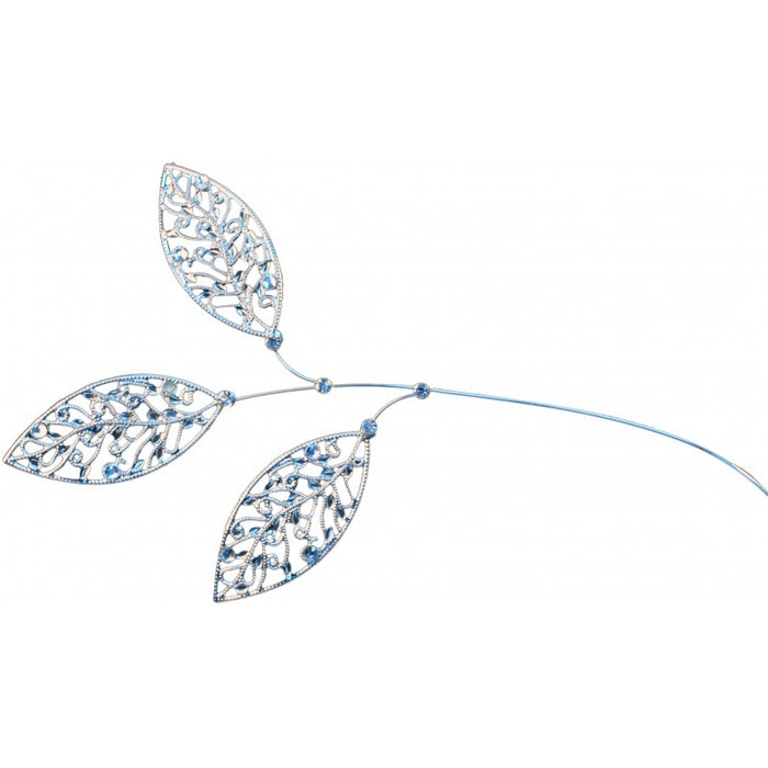Lacey Leaves - Silver Metal with Diamantes (23cm)