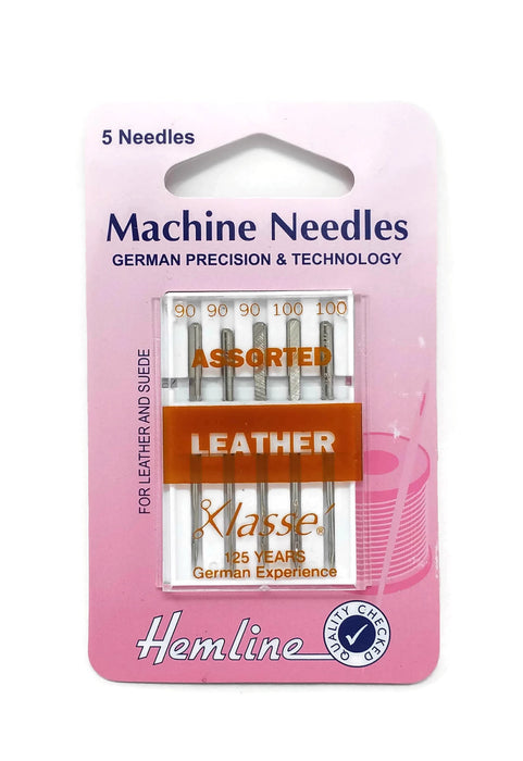 Hemline Mixed Size Sewing Machine Needles: Leather