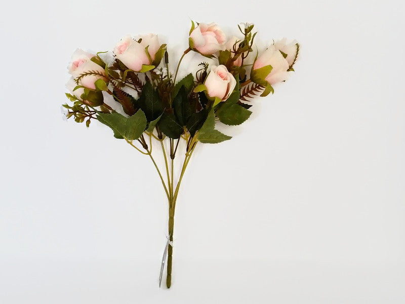 Mini Rose Bud Bush & Mixed Foliage - Light Pink