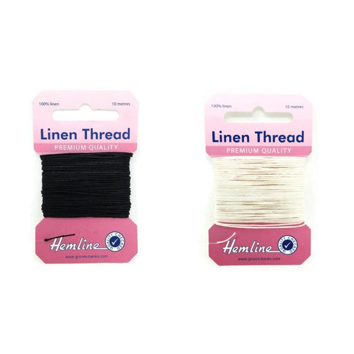 Hemline 100% Linen Thread x 10m - Black or White