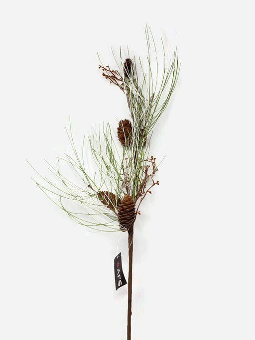 Sweeping Pine & Cone Stem with Frost Sparkle x 80cm