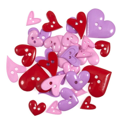 Pack of 20g Pink and Red Novelty Heart Craft Buttons