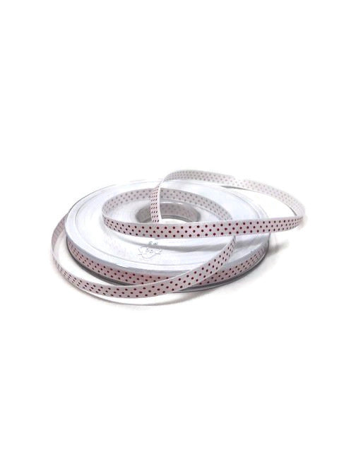 Polka Dot Ribbon 7 mm - White & Red - 25 Metres