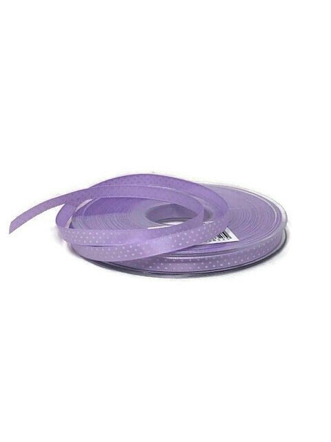 Polka Dot Ribbon 7 mm - Lilac - 25 Metres