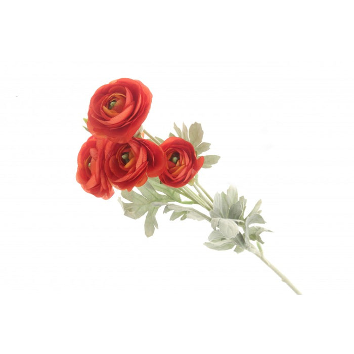 6 Head Mini Ranunculus Stem -  67cm long - Orange 