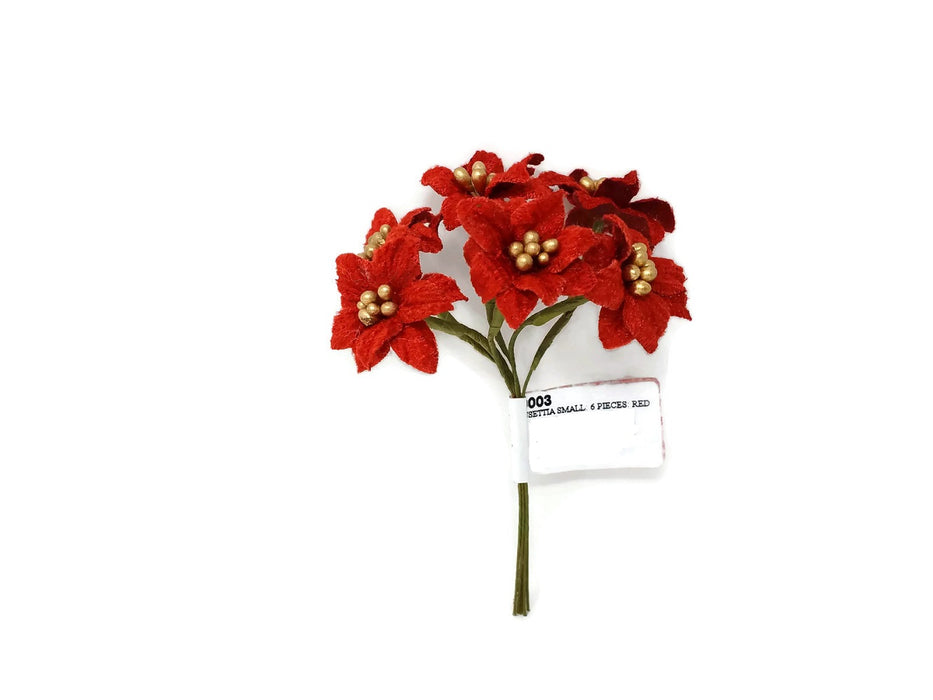 6 Stem Miniature Red Poinsettia