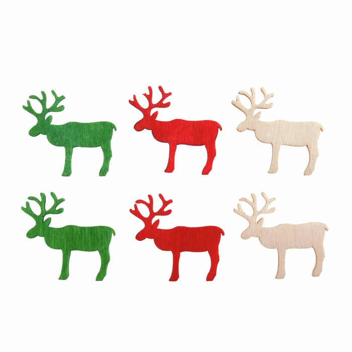 Craft Embellishment - Wooden Reindeer - Pack of 12