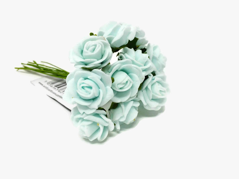 12 Miniature Foam Roses - Mint