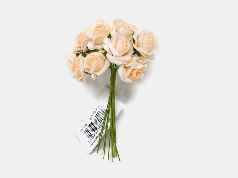12 Miniature Foam Roses - Ice Peach