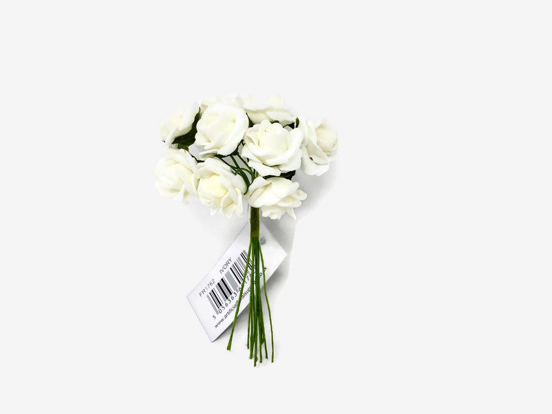 12 Miniature Foam Roses - Ivory