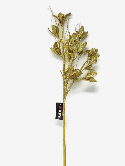Glittered Mistletoe Pick x 75cm - Gold