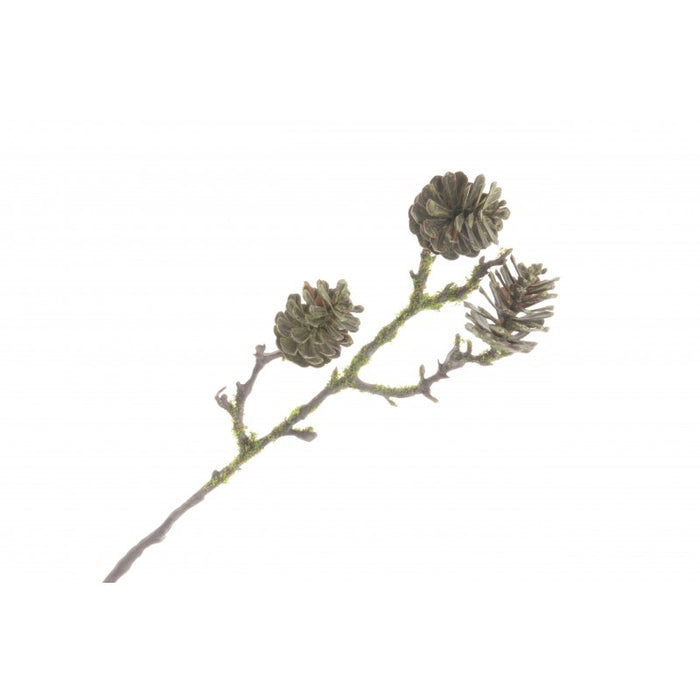 Mossed Pinecone Spray - Natural (40cm long, 3 pinecones)