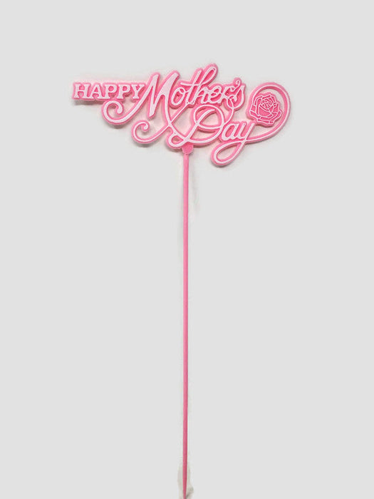 Pink Mother's Day Rose Motif Picks x 28cm - Pack of 12
