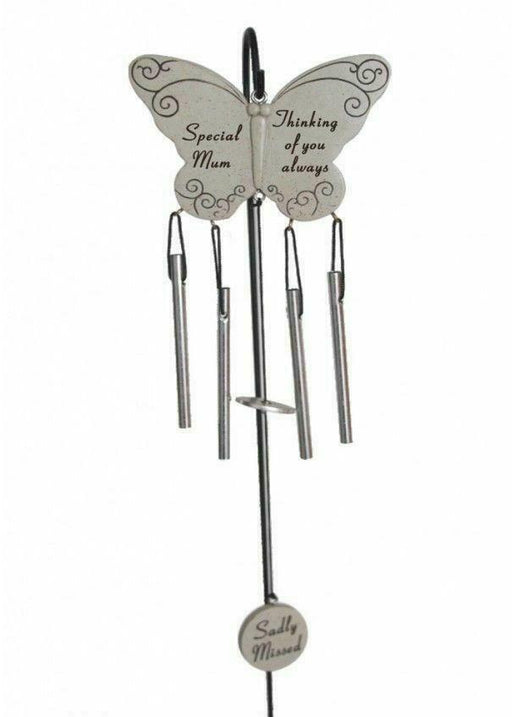 Memorial Butterfly Windchime & Hanging Crook Stick  - Special Mum