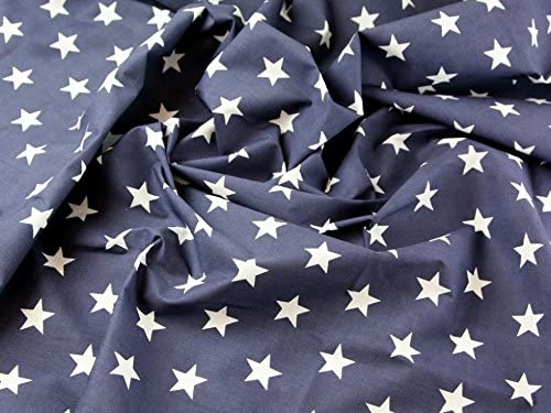 1 Metre Stars on Navy Polycotton Fabric 43" Width