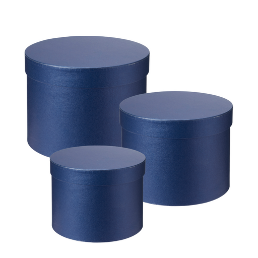 Symphony Lined Hat Boxes - Set of 3 - Navy