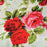 White 100% Cotton with Raspberry Red Blooming Roses 150cm Wide