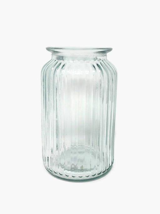 Ribbed Clear Glass Vase - 18 x 11cm